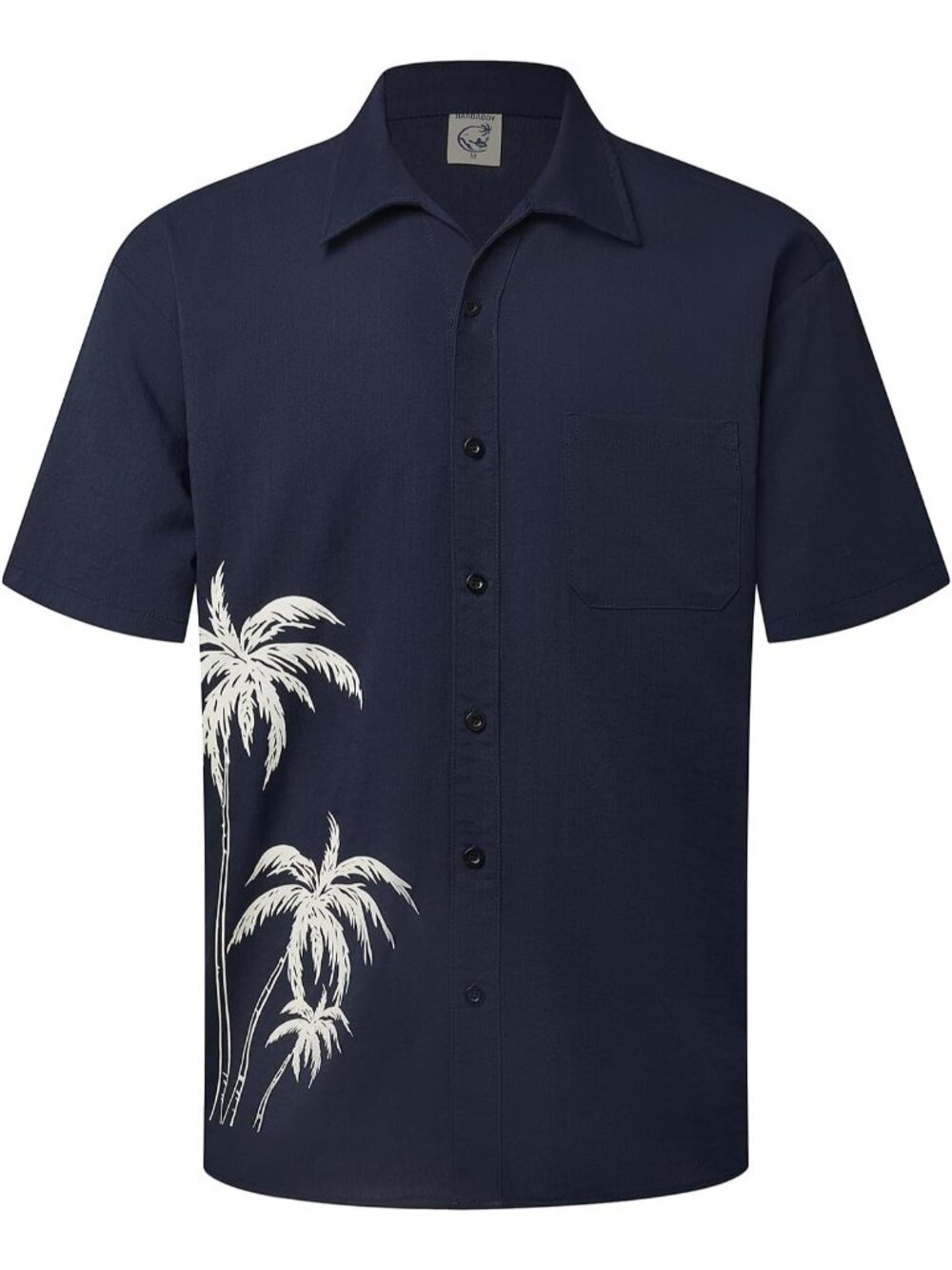 Men's Purplish Blue Hawaiian Short Sleeve Coconut Printed Button Down Shirts